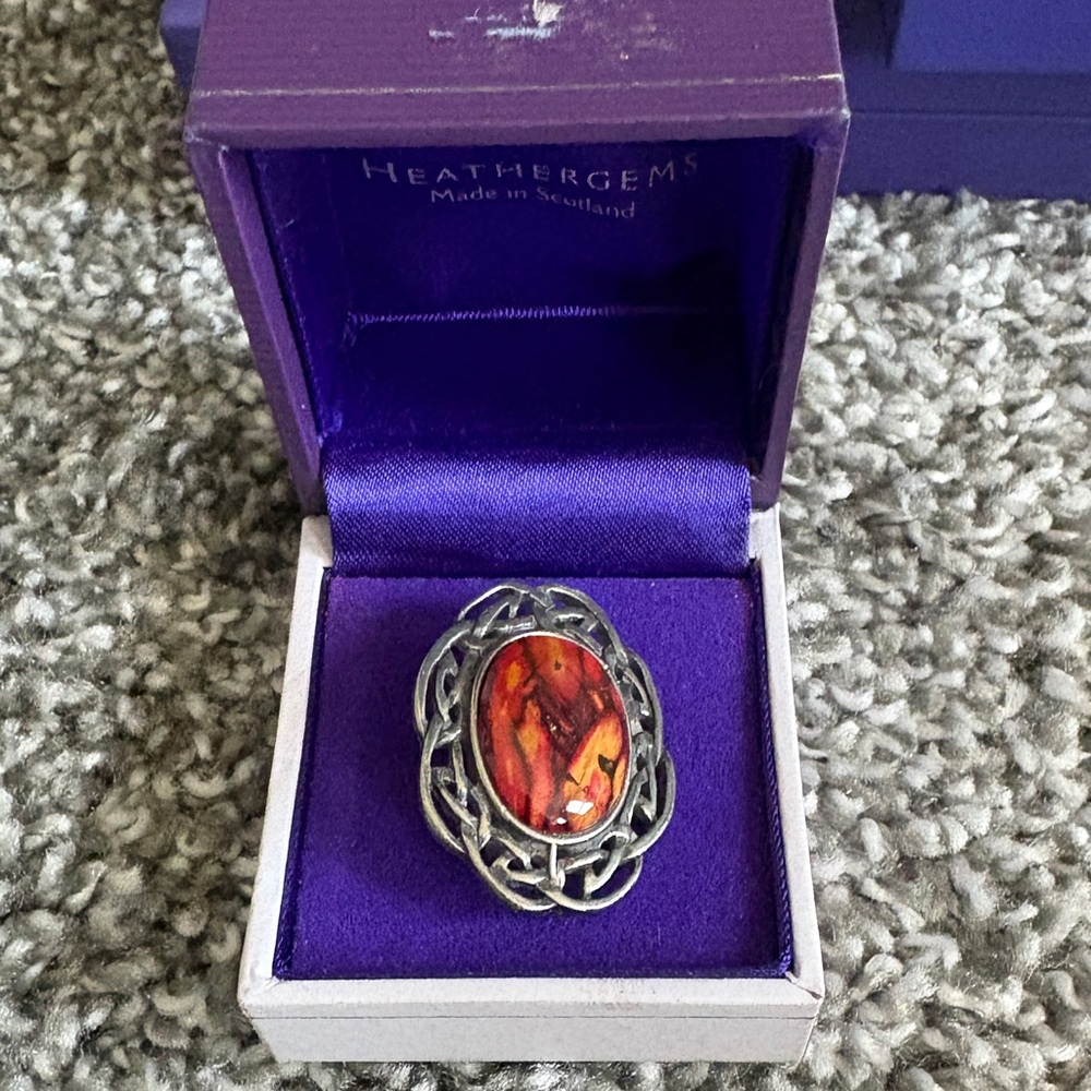 Silver and Red Celtic Knot Brooch